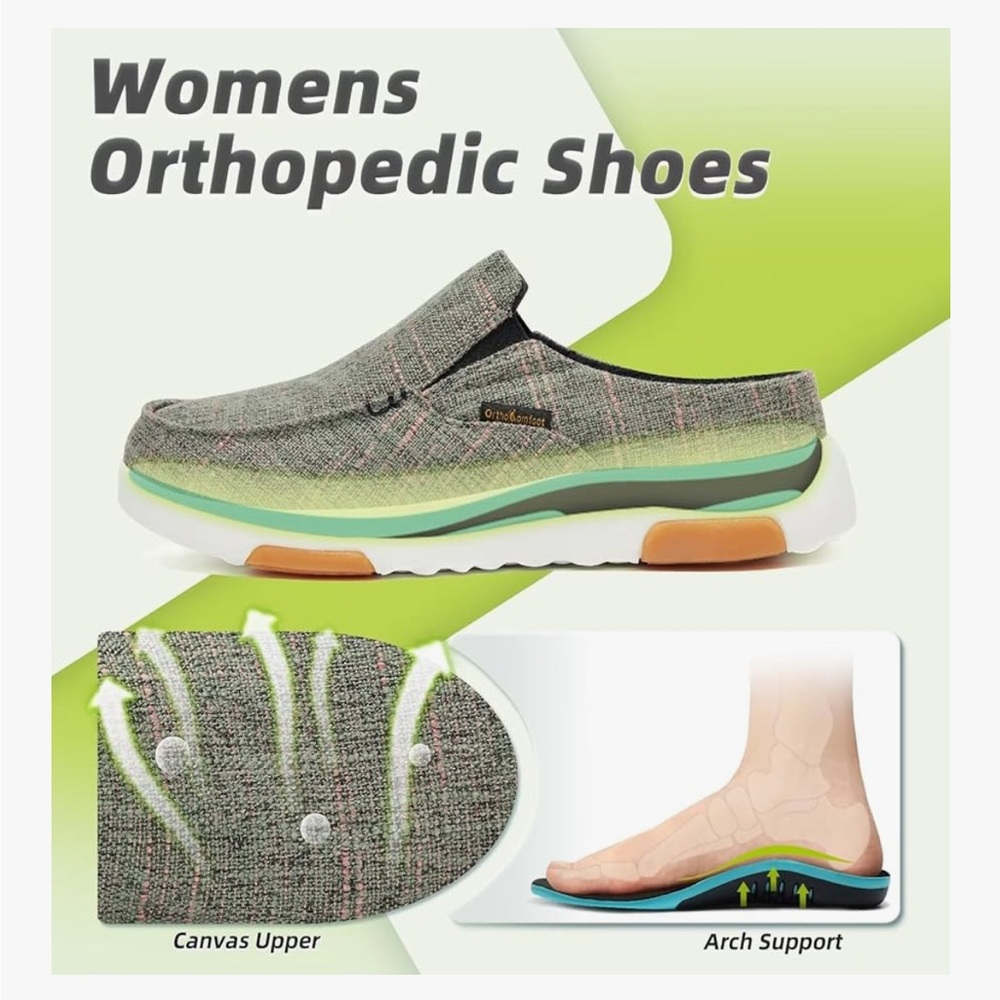 OrthoComfoot Women's Orthopedic Slip-On Loafers Walking Shoes Comfortable Arch - Picture 2 of 16